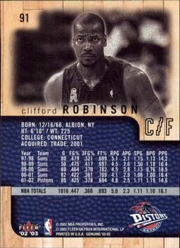 2002-03 Fleer Genuine #91 Clifford Robinson Back