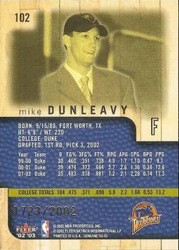 2002-03 Fleer Genuine #102 Mike Dunleavy Back