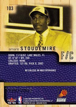 2002-03 Fleer Genuine #103 Amare Stoudemire Back