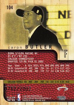 2002-03 Fleer Genuine #104 Caron Butler Back
