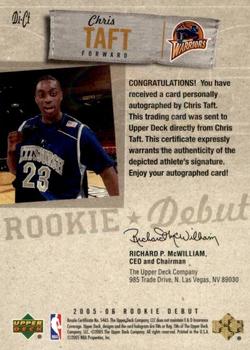2005-06 Upper Deck Rookie Debut - Debut Ink #DI-CT Chris Taft Back