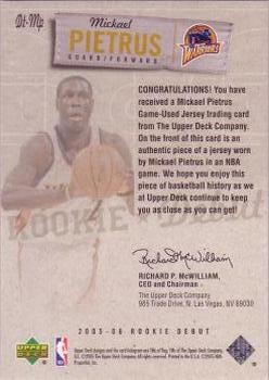 2005-06 Upper Deck Rookie Debut - Debut Threads #DT-MP Mickael Pietrus Back