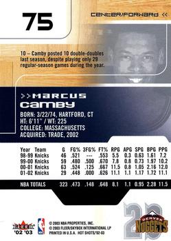 2002-03 Fleer Hot Shots #75 Marcus Camby Back