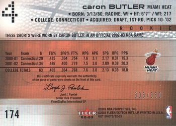 2002-03 Fleer Hot Shots #174 Caron Butler Back