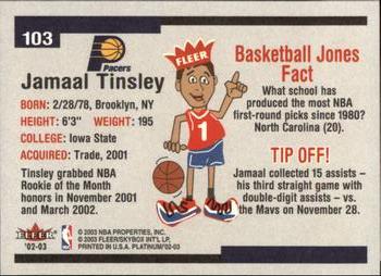 2002-03 Fleer Platinum #103 Jamaal Tinsley Back