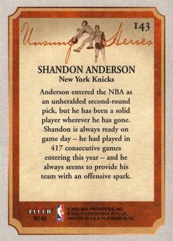 2002-03 Fleer Platinum #143 Shandon Anderson Back