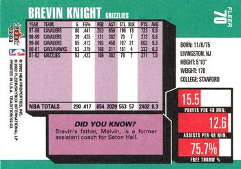 2002-03 Fleer Tradition #70 Brevin Knight Back