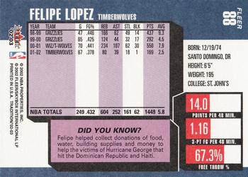 2002-03 Fleer Tradition #88 Felipe Lopez Back