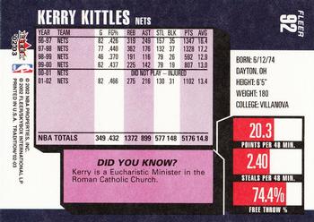 2002-03 Fleer Tradition #92 Kerry Kittles Back