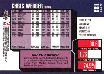 2002-03 Fleer Tradition #133 Chris Webber Back