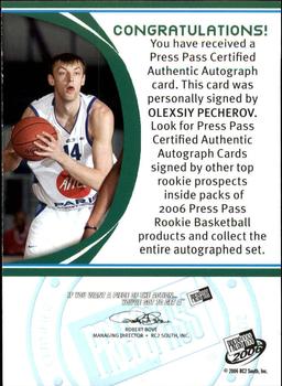 2006 Press Pass - Autographs Bronze #NNO Oleksiy Pecherov Back