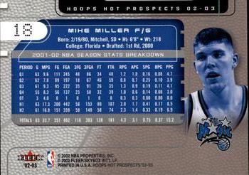 2002-03 Hoops Hot Prospects #18 Mike Miller Back