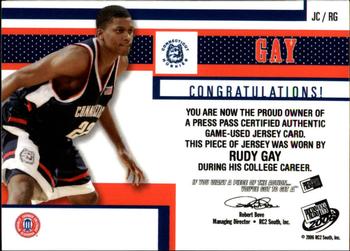 2006 Press Pass - Jerseys Silver #JC/RG Rudy Gay Back
