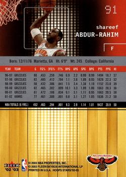 2002-03 Hoops Stars #91 Shareef Abdur-Rahim Back