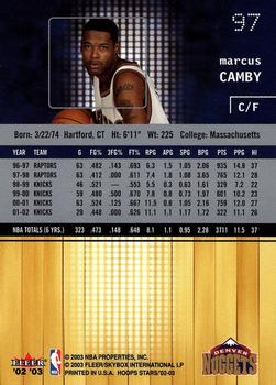 2002-03 Hoops Stars #97 Marcus Camby Back