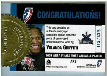 2006 Rittenhouse WNBA - Toppers #AR3 Yolanda Griffith Back