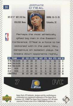 2002-03 SP Authentic #30 Jermaine O'Neal Back