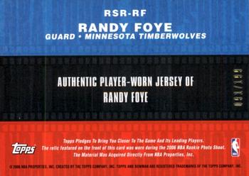2006-07 Bowman - Rookie Snapshots Relics #RSR-RF Randy Foye Back