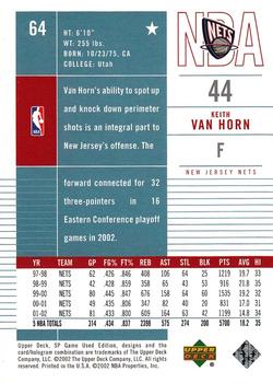 2002-03 SP Game Used #64 Keith Van Horn Back