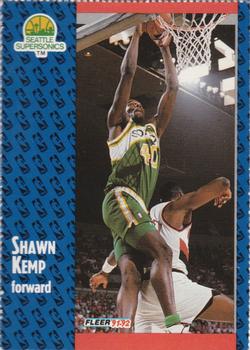 1991-92 Fleer Seattle SuperSonics Team Sheet SGA #192 Shawn Kemp Front