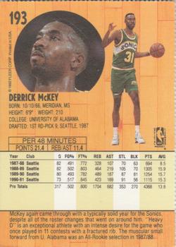 1991-92 Fleer Seattle SuperSonics Team Sheet SGA #193 Derrick McKey Back