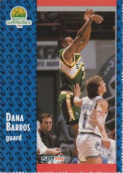 1991-92 Fleer Seattle SuperSonics Team Sheet SGA #357 Dana Barros Front