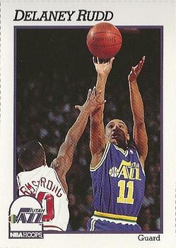 1991-92 Hoops Utah Jazz Team Night Sheet SGA #NNO Delaney Rudd Front
