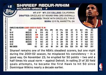 2002-03 Topps #12 Shareef Abdur-Rahim Back