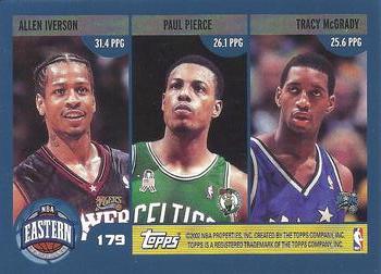 2002-03 Topps #179 League Leaders (Shaquille O'Neal / Tim Duncan / Kobe Bryant / Allen Iverson / Paul Pierce / Tracy McGrady) Back