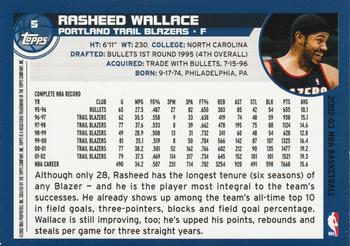 2002-03 Topps #5 Rasheed Wallace Back
