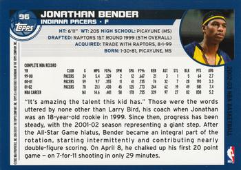 2002-03 Topps #96 Jonathan Bender Back