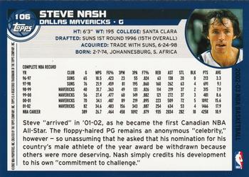 2002-03 Topps #106 Steve Nash Back