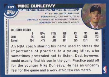 2002-03 Topps #187 Mike Dunleavy Back