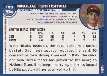 2002-03 Topps #189 Nikoloz Tskitishvili Back