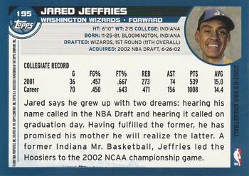 2002-03 Topps #195 Jared Jeffries Back