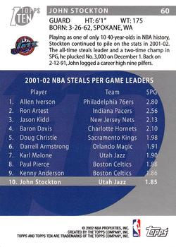 2002-03 Topps Ten #60 John Stockton Back