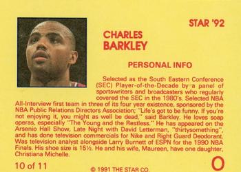 1992 Star Charles Barkley #10 Charles Barkley Back