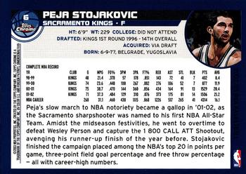 2002-03 Topps Chrome #6 Peja Stojakovic Back