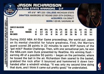 2002-03 Topps Chrome #7 Jason Richardson Back