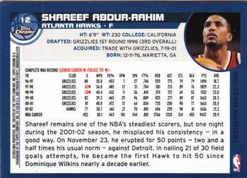 2002-03 Topps Chrome #12 Shareef Abdur-Rahim Back