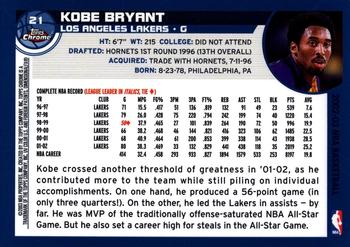 2002-03 Topps Chrome #21 Kobe Bryant Back