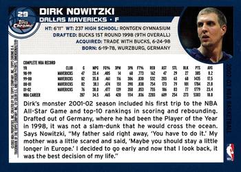 2002-03 Topps Chrome #29 Dirk Nowitzki Back