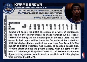2002-03 Topps Chrome #63 Kwame Brown Back
