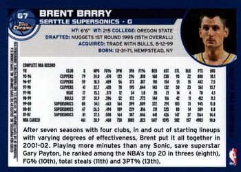 2002-03 Topps Chrome #67 Brent Barry Back