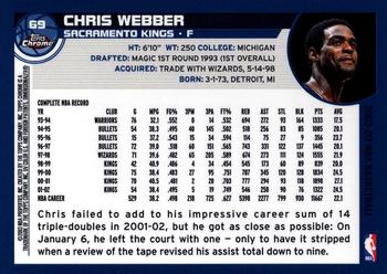2002-03 Topps Chrome #69 Chris Webber Back
