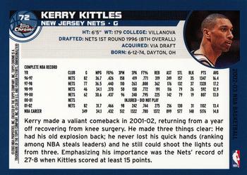 2002-03 Topps Chrome #72 Kerry Kittles Back
