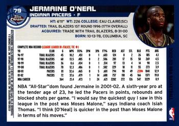 2002-03 Topps Chrome #79 Jermaine O'Neal Back