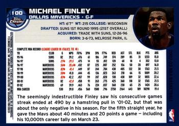 2002-03 Topps Chrome #100 Michael Finley Back