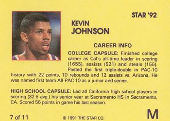 1992 Star Kevin Johnson #7 Kevin Johnson Back