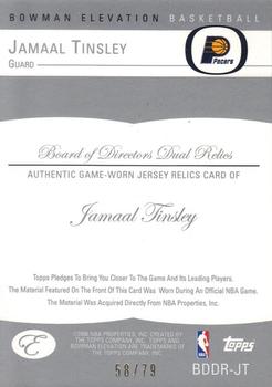 2006-07 Bowman Elevation - Board of Directors Relics Dual (79) Blue #BDDR-JT Jamaal Tinsley Back